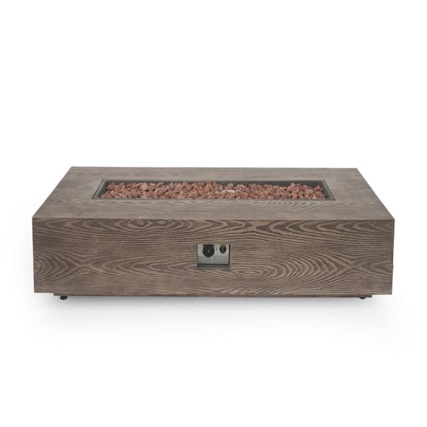 Boosicavelly 56 in. W x 15 in. H Iron Square Gas Burning Outdoor Fire Pit in Wood