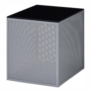 Hydes 15.75 in. Gray Coating Square Glass Top Side Table
