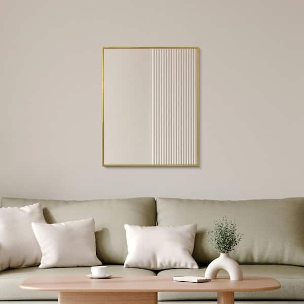 Head West 30 in. x 24 in. Brassy Gold Spectrum Metal Rectangular Bathroom Vanity Mirror
