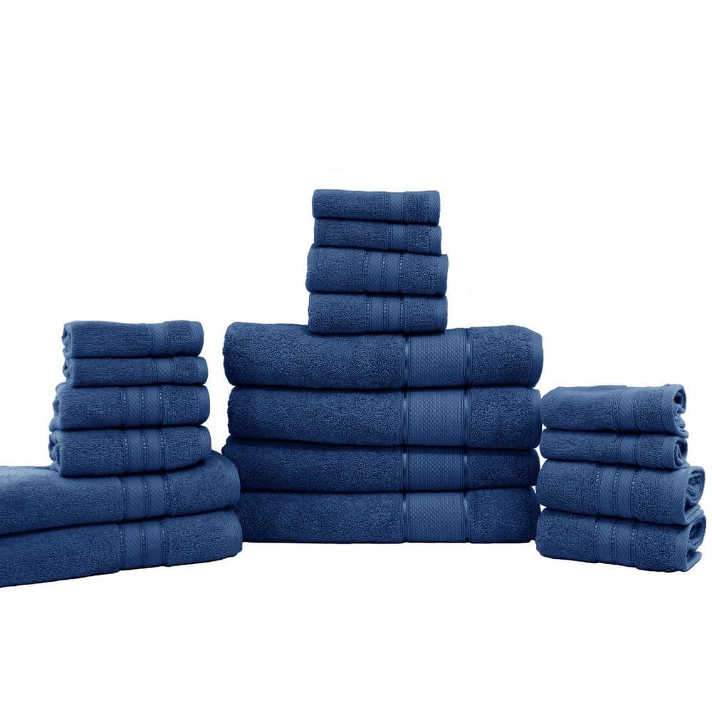 Shop Loft 100% Cotton Solid 6 Piece Antimicrobial Towel Set Navy, Bath  Towels