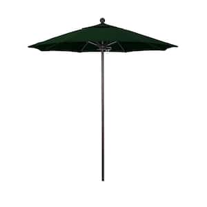 7.5 ft. Bronze Aluminum Commercial Market Patio Umbrella with Fiberglass Ribs and Push Lift in Hunter Green Pacifica