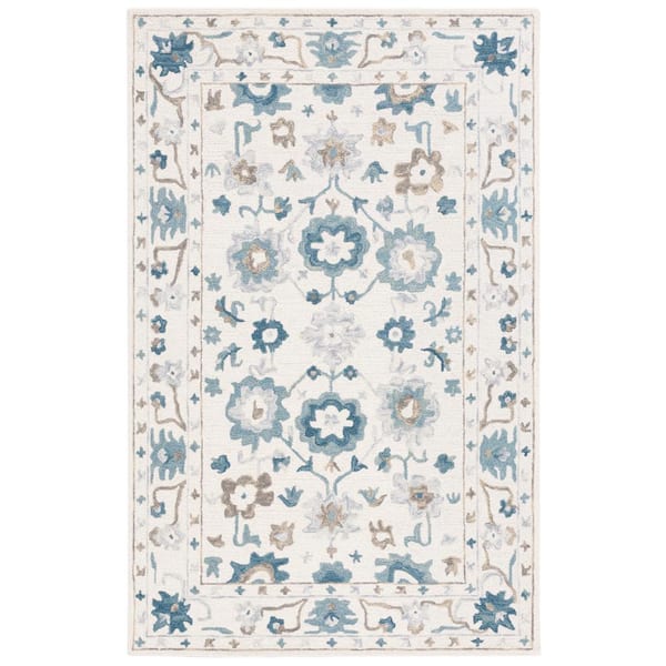 SAFAVIEH Aspen Ivory/Blue 4 ft. x 6 ft. Floral Area Rug