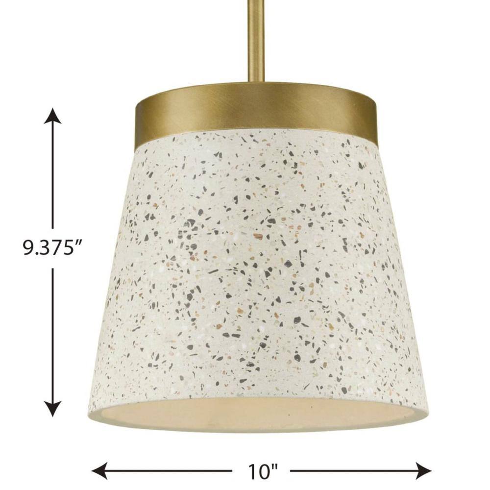 Terrazzo Distressed Brass and Concrete Pendant Light