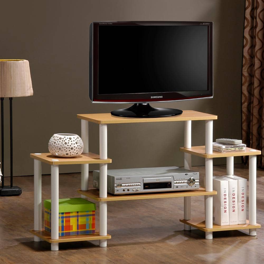 Beech & White Turn-N-Tube No-Tools Entertainment Stand
