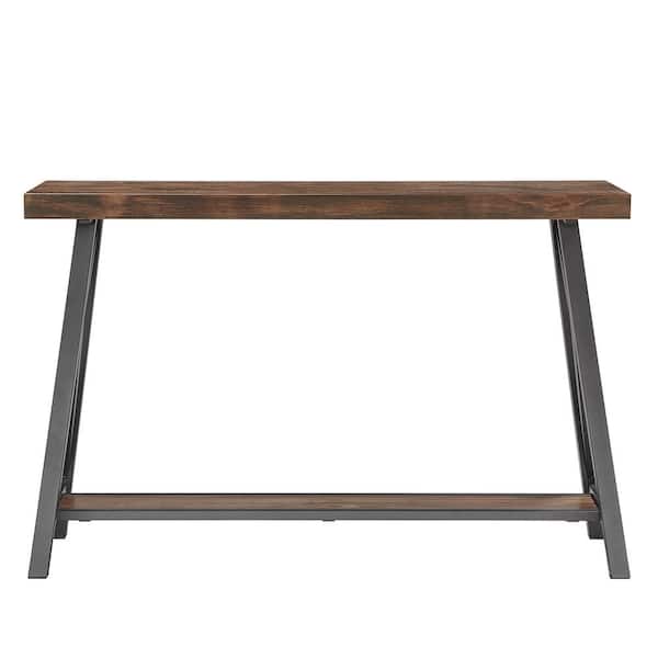 HomeSullivan 48 in. Brown Standard Rectangle Wood Console Table with Shelf