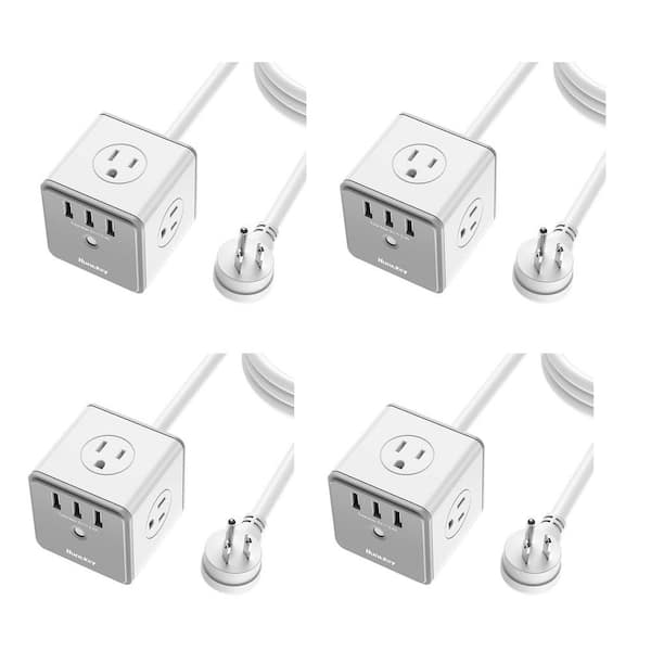 Huntkey Surge Protector Extension Cord Outlet with AC Plugs and USB Ports (4-Pack)