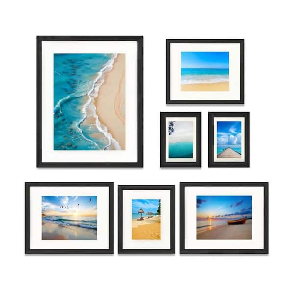 Magnetic 16 x 20 Black Wood Hanging Picture Frame Set of 9