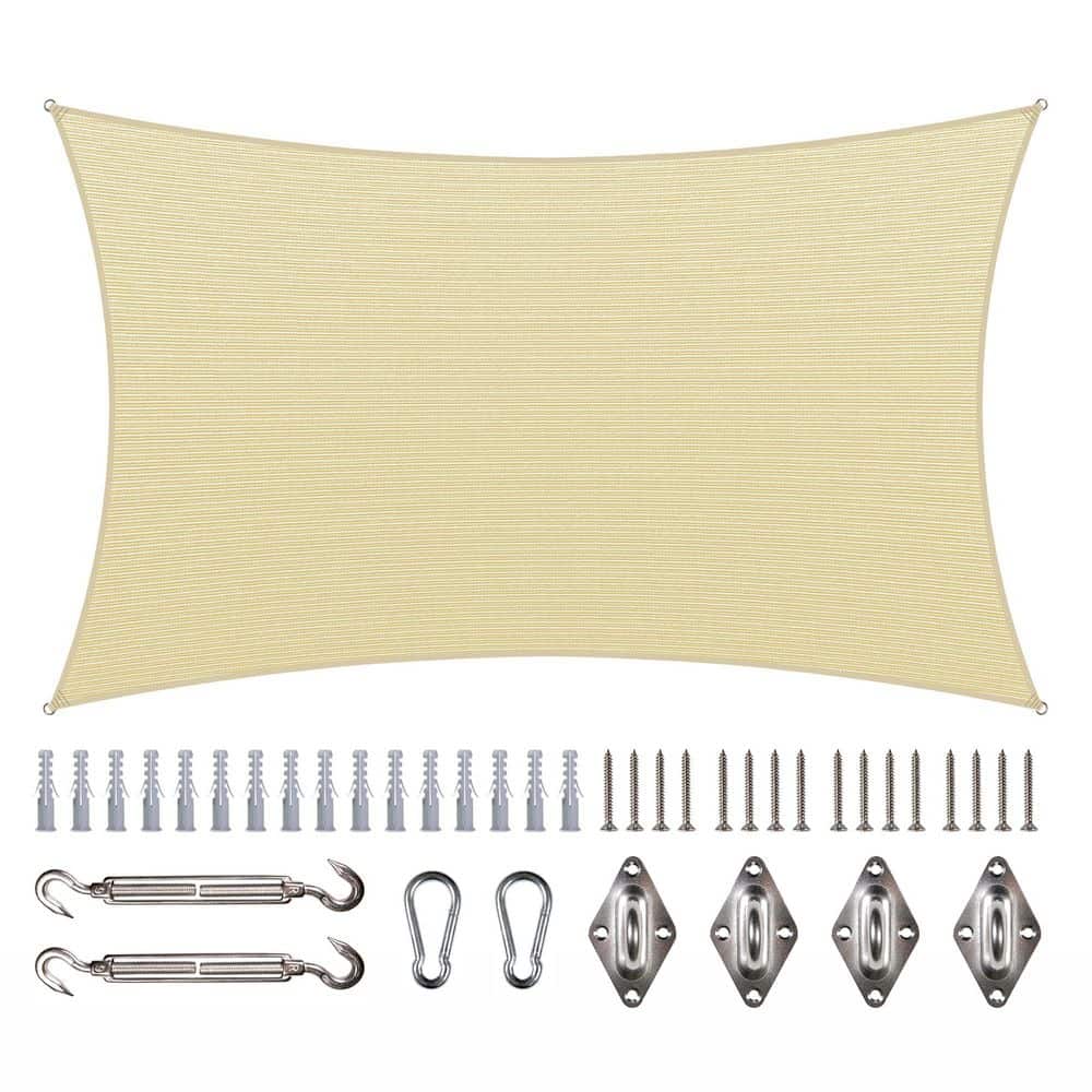 12 ft. x 20 ft. Beige Rectangle Sun Shade Sail Canopy with Hardware Kit price history on PriceWatchPro