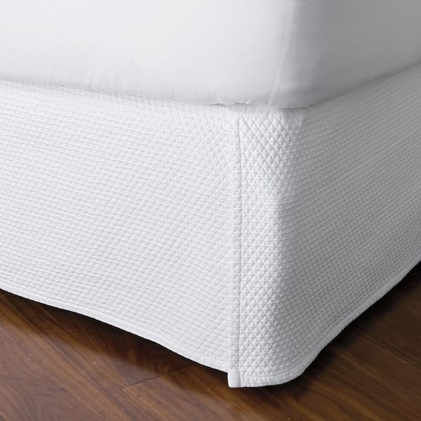 The Company Store Madelyn Matelasse 18 in. White Cotton Full Bed Skirt