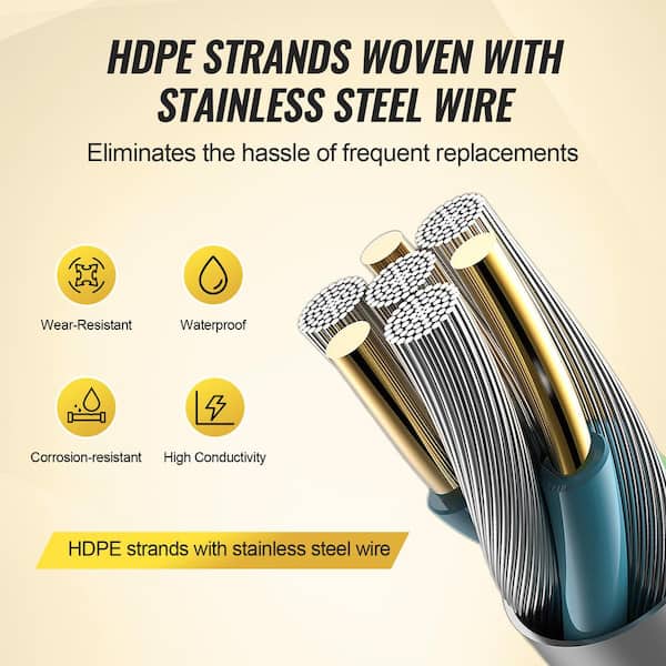 VEVOR Electric Fence Wire, 3366 ft. 1026 M Portable Polypier, 1/8 in. Dia 6 Stainless Steel Strands for Reliable Conductivity