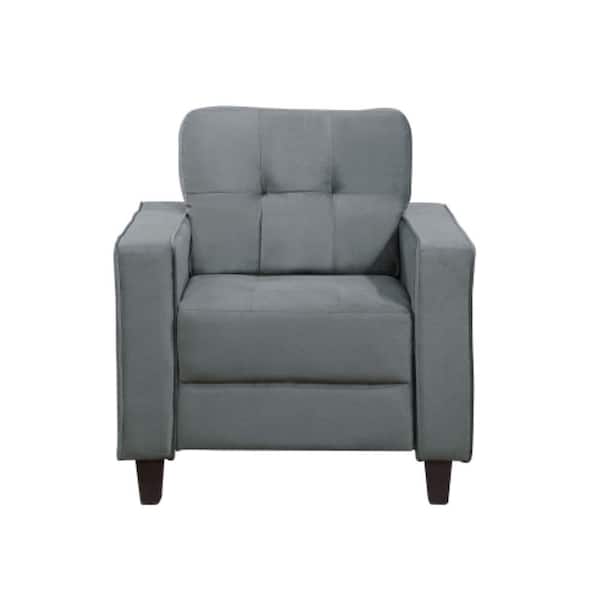 Tatahance 33.86 in. x 28 in. x 34.25 in. Gray Velvet Square Armchair Modern Accent Sofa Chair