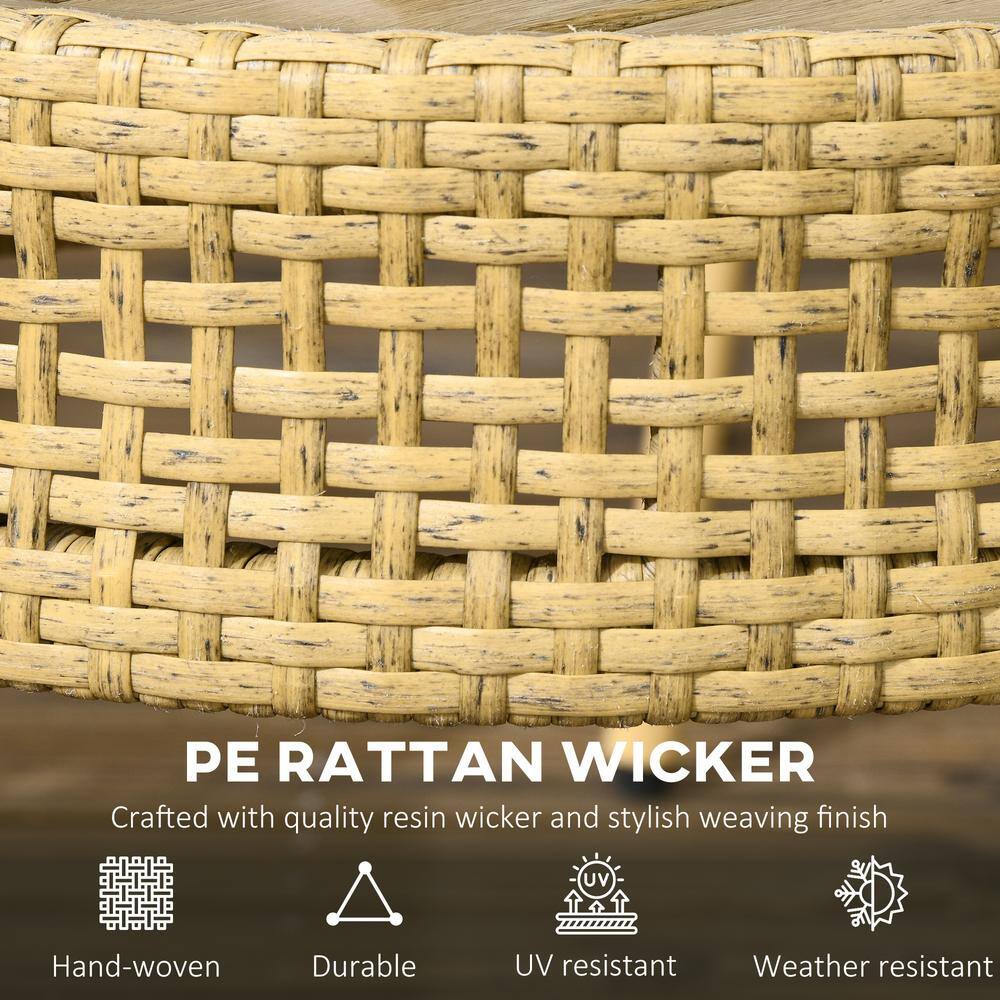 Brown Steel and Rattan Round Outdoor Accent Table Set