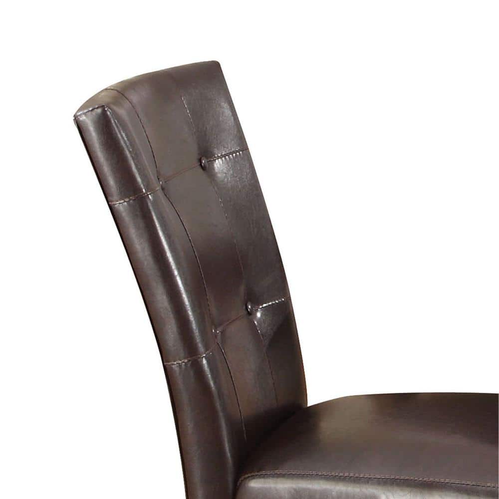 Set of 2 Brown Faux Leather Parsons Dining Chairs