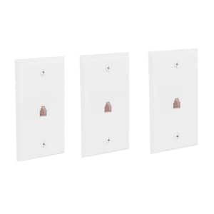 1 Gang 1-Line Wall Jack Wall Plate, White (3-Pack)