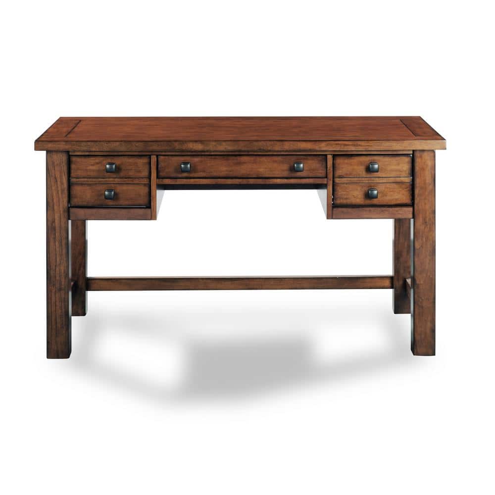 Tahoe Aged Maple Executive Desk with Keyboard Tray and Drawers
