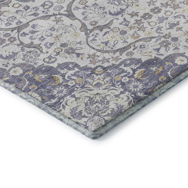 Mayfield Premium Machine Washable Abstract AMF1677 Lavender 5 ft. x 7 ft. 6 in. Area Rug