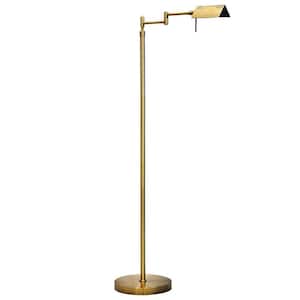 FL05D, 55in, Gold, Full Range Dimmable LED Pharmacy Floor Lamp, 12W LED, 360 Degree Swing Arms, Adjustable Heights