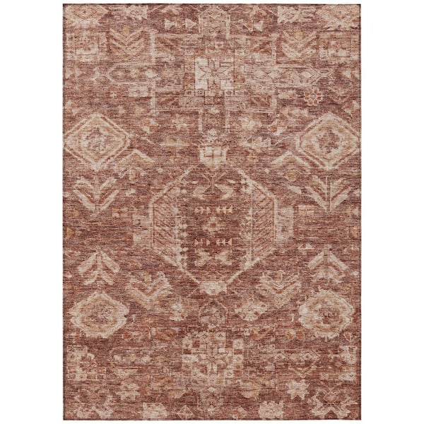 Chantille Machine Washable Indoor/Outdoor Abstract ACN2356 Paprika 8 ft. x 10 ft. Area Rug