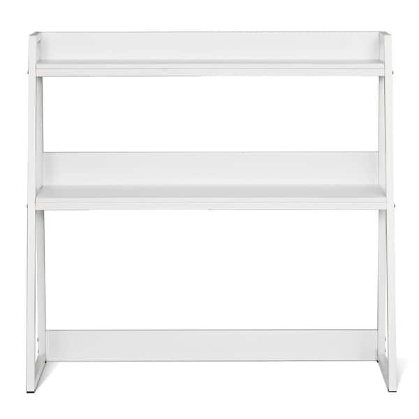 Desktop Bookshelf, 2-Tier Desktop Storage Organizer 37.4 in. x 12.6 in. x 35.4 in. with Anti-Slip Feet Pads White