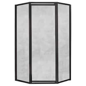 Tides 18-1/2 in. x 24 in. x 18-1/2 in. x 70 in. Framed Neo-Angle Shower Door in Oil Rubbed Bronze and Obscure Glass