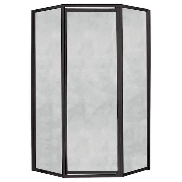Tides 18-1/2 in. x 24 in. x 18-1/2 in. x 70 in. Framed Neo-Angle Shower Door in Oil Rubbed Bronze and Obscure Glass