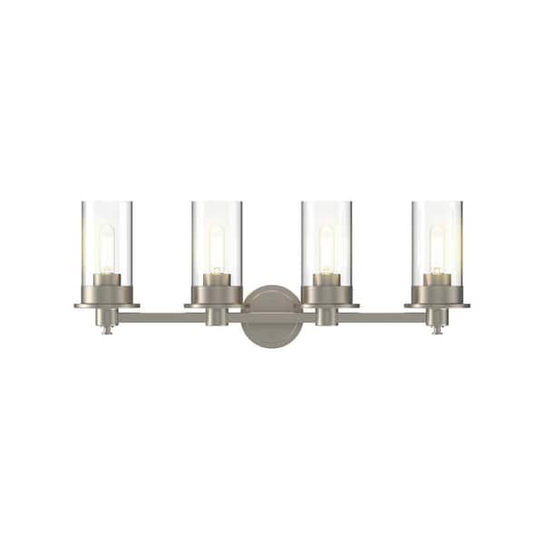 Enbrighten 30.5 in. 4 Light Brushed Nickel Vanity Light with Clear Glass Shade