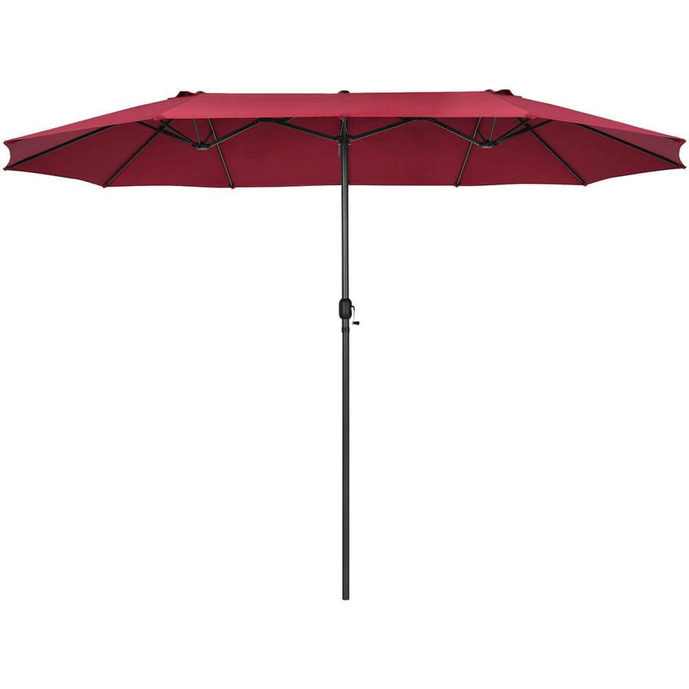 15 ft. Market Double-Sided Patio Umbrella with Hand-Crank System in Red price history on PriceWatchPro