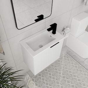 22 in. W x 13 in. D x 20 in. H Bathroom Vanity in White with Glossy White Ceramic Basin Top