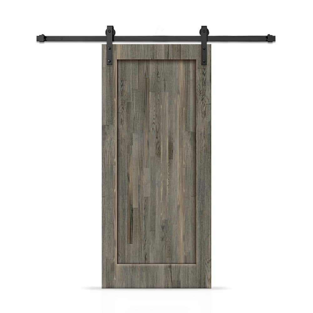 30 in. x 84 in. 1-Panel Shaker Hollow Core Weather Gray Stained Pine Wood Interior Sliding Barn Door with Hardware Kit price history on PriceWatchPro