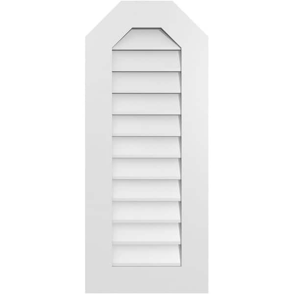 Ekena Millwork 16 in. x 38 in. Octagonal Top Surface Mount PVC Gable Vent: Decorative with Standard Frame