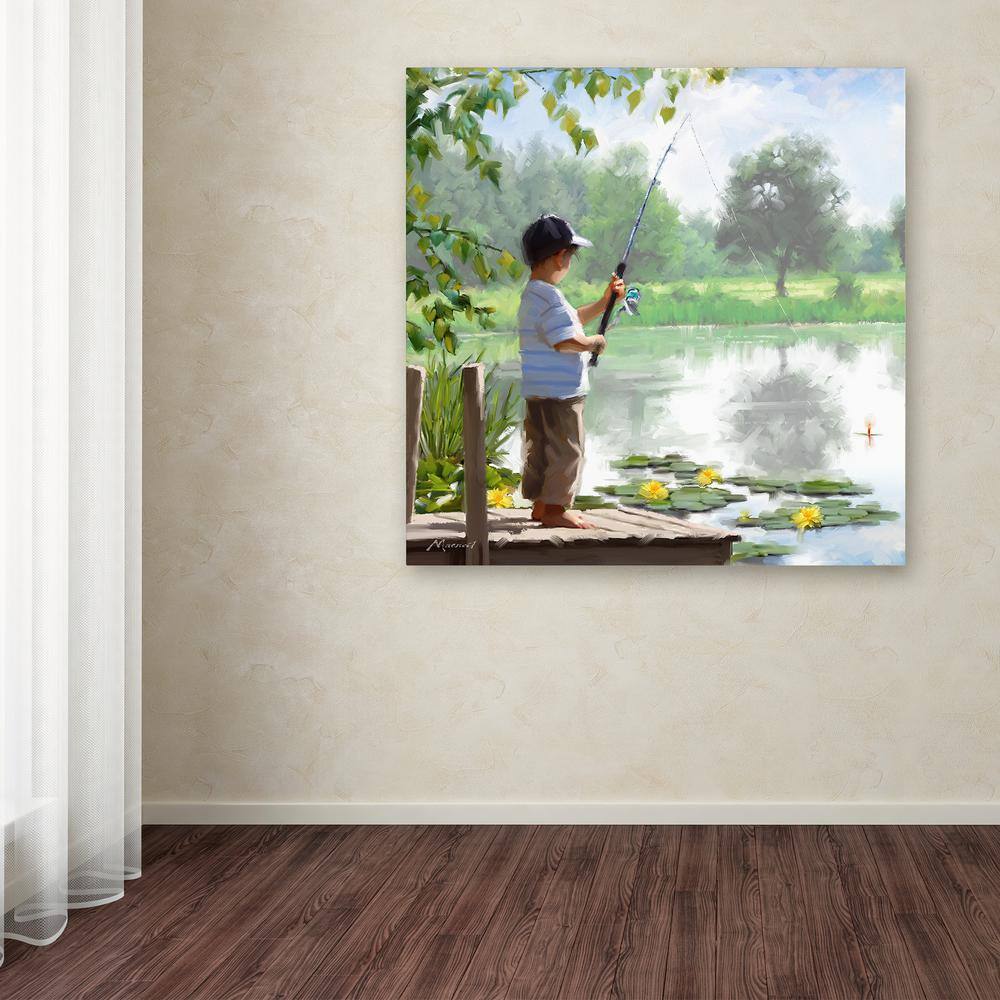 Boy Fishing on a Summer Day Canvas Art