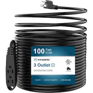 100 ft. 16/3 Heavy Duty Indoor/Outdoor Extension Cord SJTW UL Listed, Black (1-Pack)