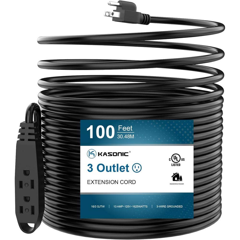 100 ft. 16/3 Heavy Duty Indoor/Outdoor Extension Cord SJTW UL Listed, Black (1-Pack) price history on PriceWatchPro