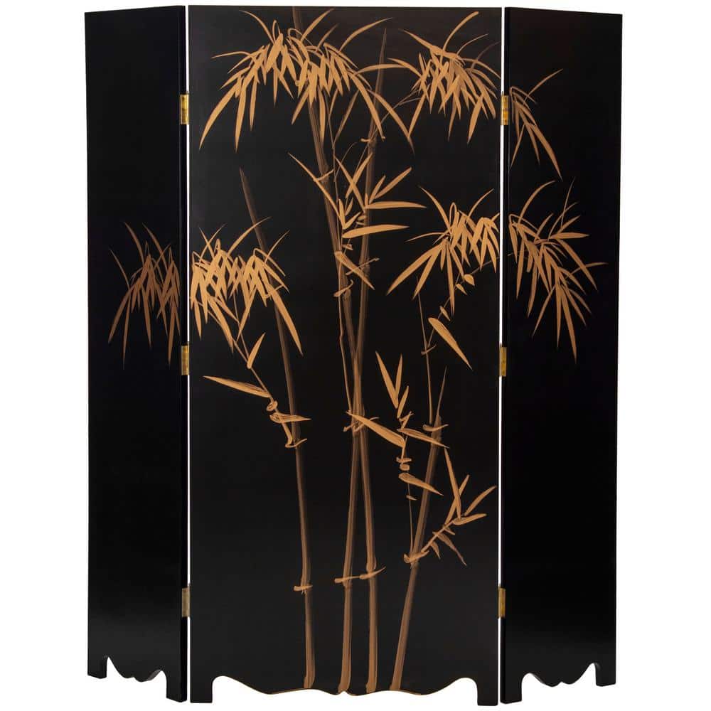 6 Ft Tall Black Lacquer Elm Wood Dragon Room Divider