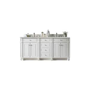 Bristol 72.0 in. W x 23.5 in. D x 34 in. H Bathroom Vanity in Bright White with Ethereal Noctis Quartz Top
