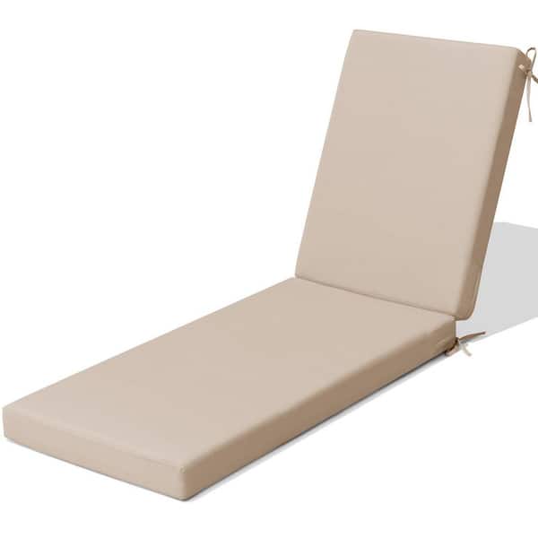 80 in. x 23 in. 1-Piece Outdoor Chaise lounge Polyester Cushion in Beige