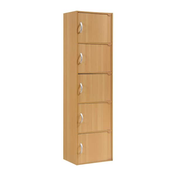 HODEDAH 59 in. Beech Wood 5-shelf Standard Bookcase with Doors