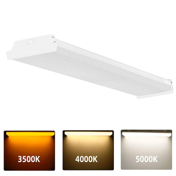 4 ft. 5000 Lumens Integrated LED Dimmable White Wraparound Light, Selectable 3CCT 3500k/4000K/5000K, 40W Shop Light