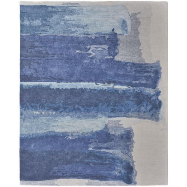 9 ft. x 12 ft. Blue, Ivory Abstract Area Rug
