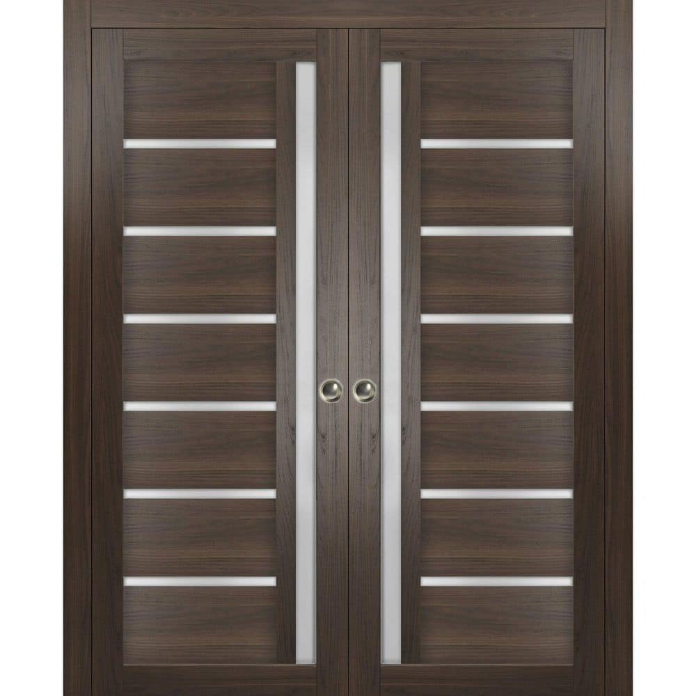 Assemble Required 72 in. x 84 in. 2-Panel Chocolate Ash Finished MDF Sliding Door with Hardware price history on PriceWatchPro