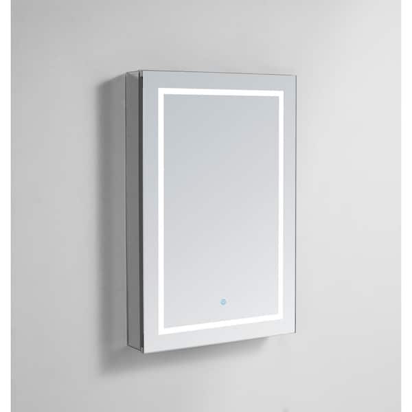 Aquadom Royale PlusV2 24 in. W x 30 in. H Recessed/Surface Mount Medicine Cabinet with Mirror, Single Door, LED, Right Hinge