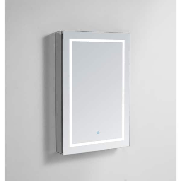 Aquadom Royale Plus 24 in W x 30 in. H Recessed or Surface Mount Medicine Cabinet with Single Door, LED Lighting, Right Hinge