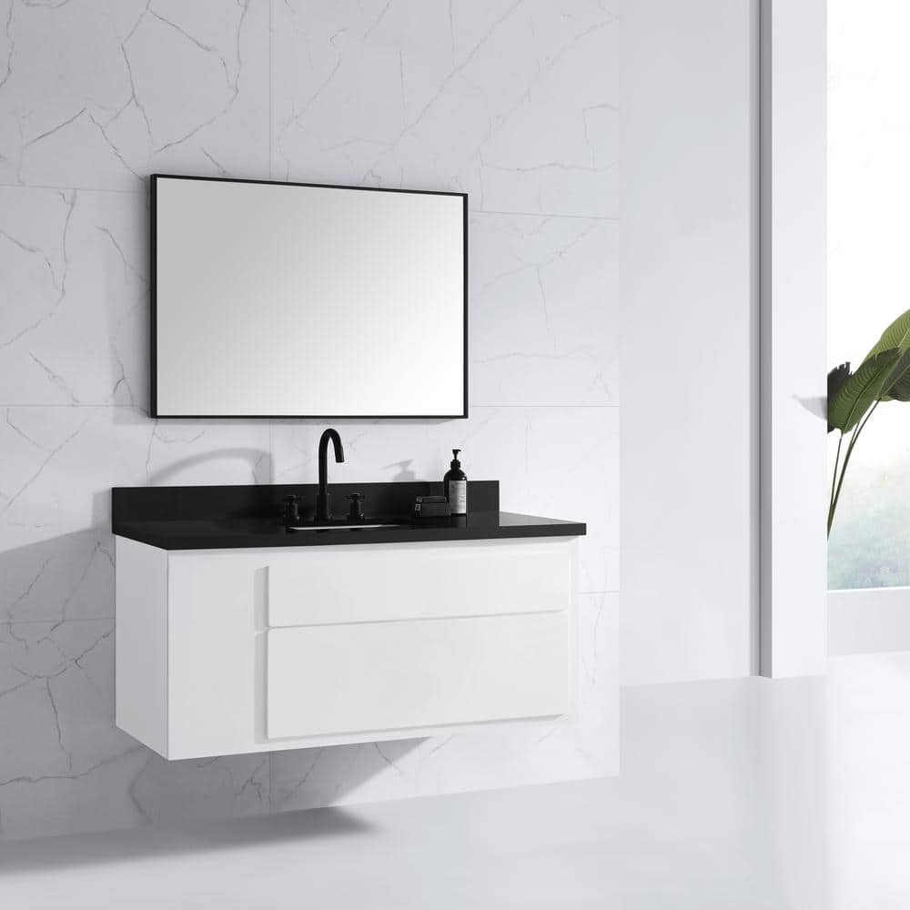 Sonoma 39" x 28" Matte Black Rectangular Bathroom Vanity Mirror