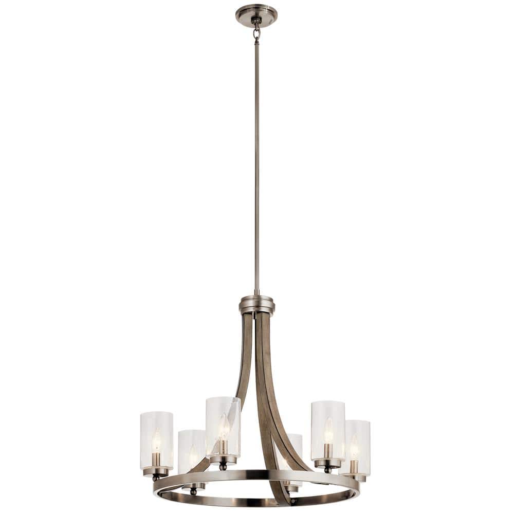 Rustic Elegance Distressed Antique Gray 6-Light Chandelier