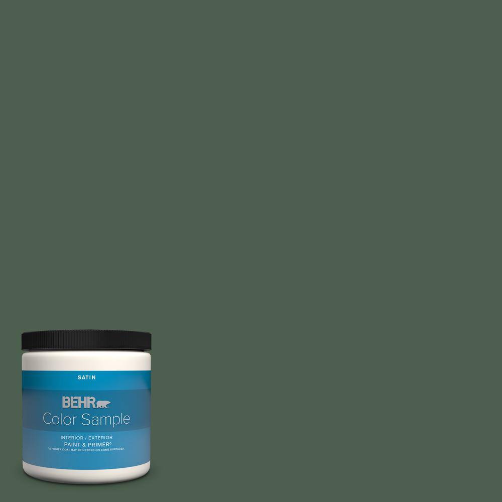 BEHR PREMIUM PLUS 8 oz. N4007 Vine Leaf Satin Enamel Interior/Exterior Paint & Primer Color