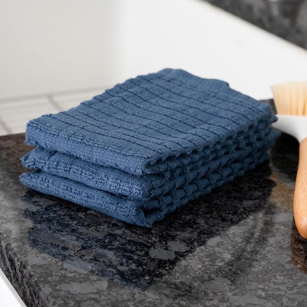 Ritz Royale Federal Blue Solid Cotton Dish Cloth (Set of 3)
