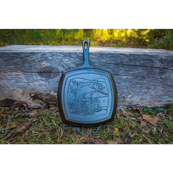 Lodge Wildlife Series 10.5 in. Square Cast Iron Fish Grill