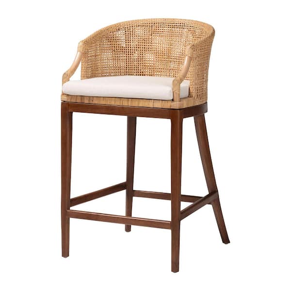 Lumajang 28 in. Light Honey Rattan and Wood Bar Stool