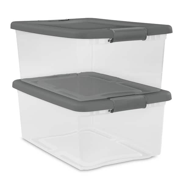 Sterilite 15 Qt Latching Storage Box, Stackable Bin With Latch Lid