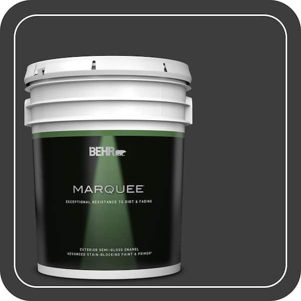 BEHR MARQUEE 5 gal. #PPF-59 Raven Black Semi-Gloss Enamel Exterior Paint & Primer
